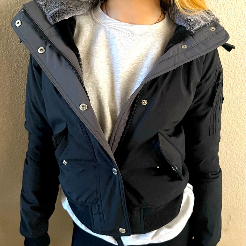 Hollister Fur lined Bomber Jacket- xx small